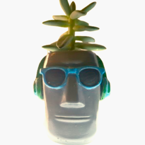 Кашпо гіпсове "Моайя" (голова) для кактусів і сукулентів